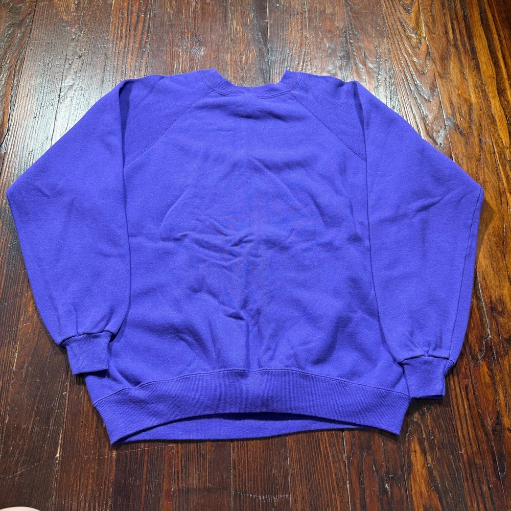 Vintage 90s Hanes Sweatshirt Mens XL Purple Blank Raglan Made in USA